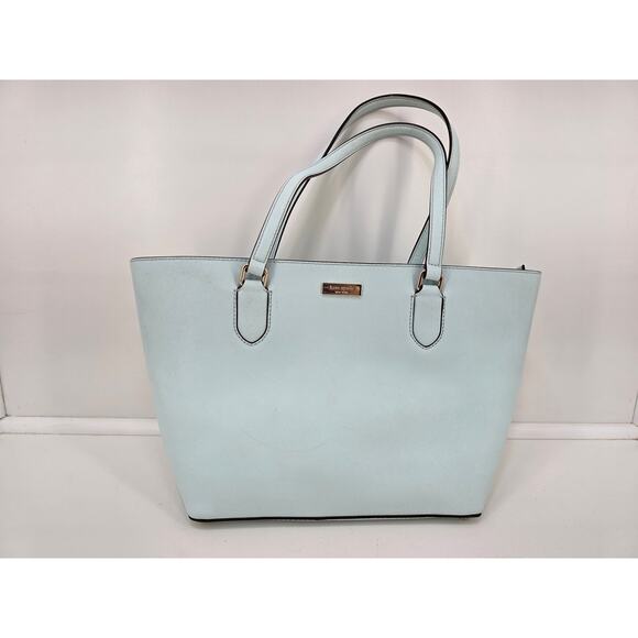 Kate Spade New York Light Blue Leather Tote Shoulder Bag - Picture 1 of 8
